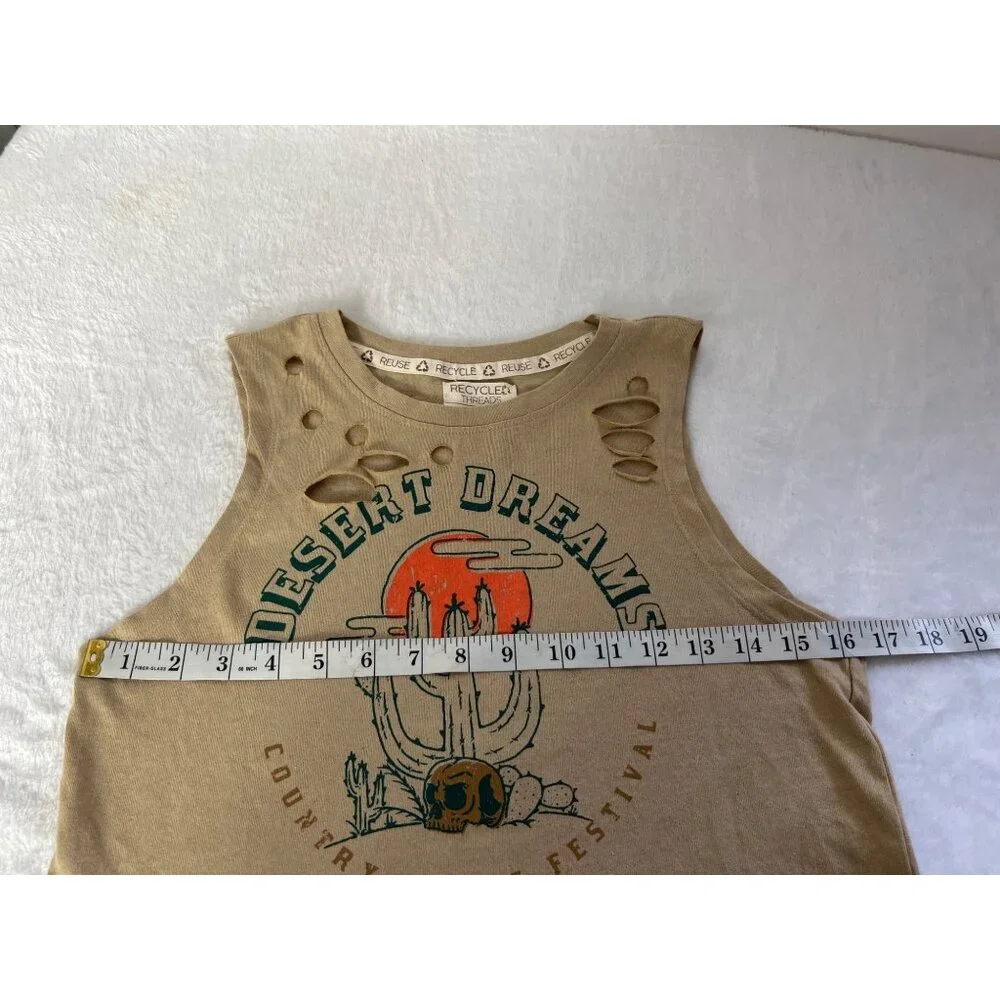 Recycled Threads Junior's Distressed Cropped Tee Desert Dreams County Music Sz S - Picture 5 of 7